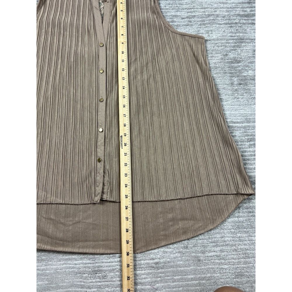 French Laundry Top Womens Large‎ Brown Sleeveless Button Up Lace Polyester - Picture 5 of 10